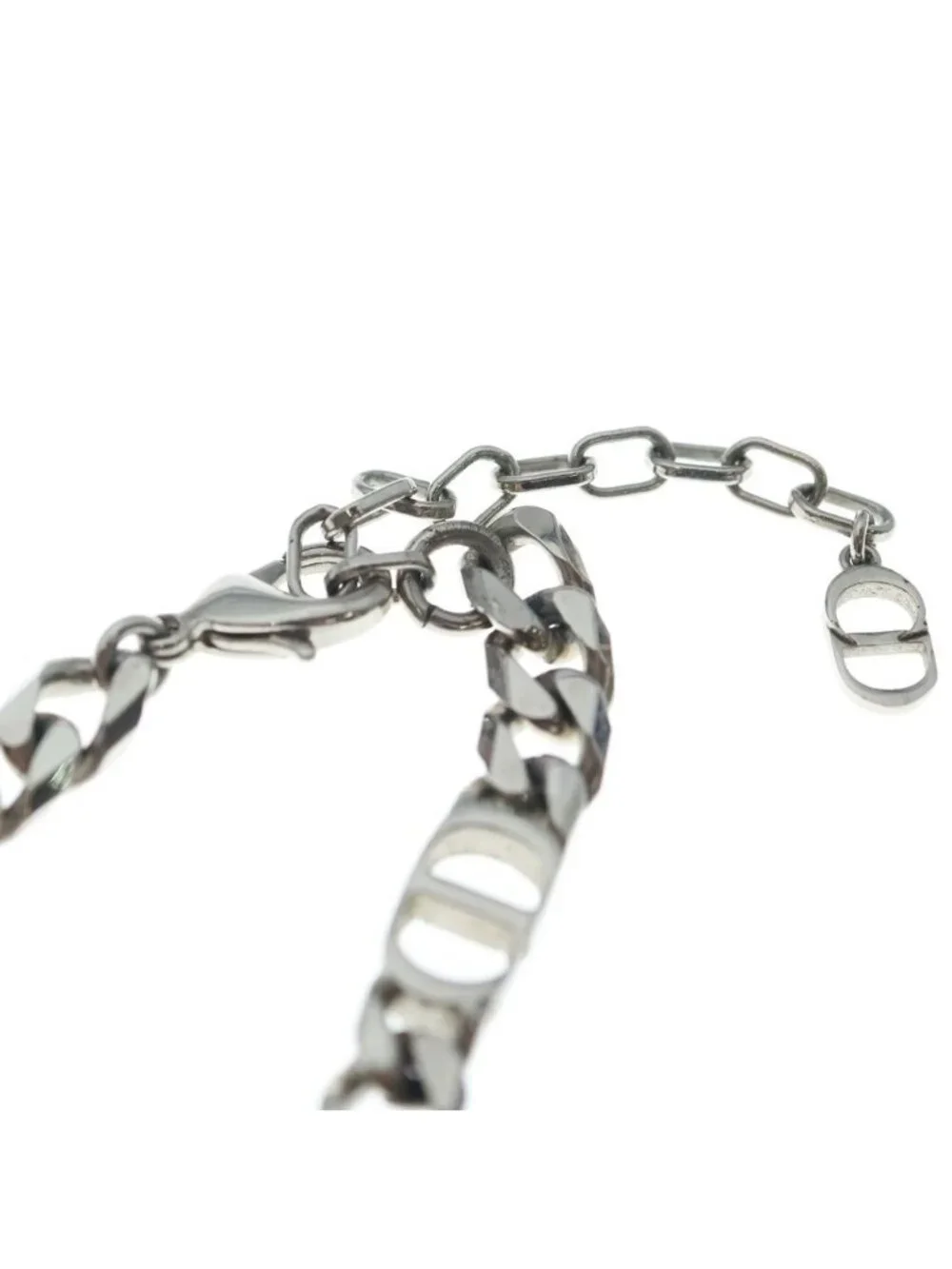 Dior CD Logo Icon Chain Link Necklace Silver